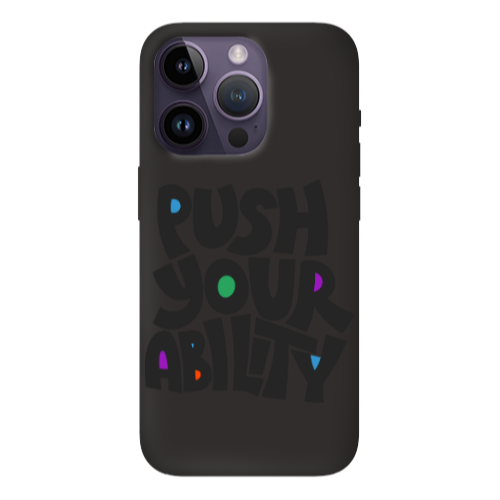 Apple iPhone 14 Pro Max Push Your Ability Black Colored Silicone TPU Θήκη