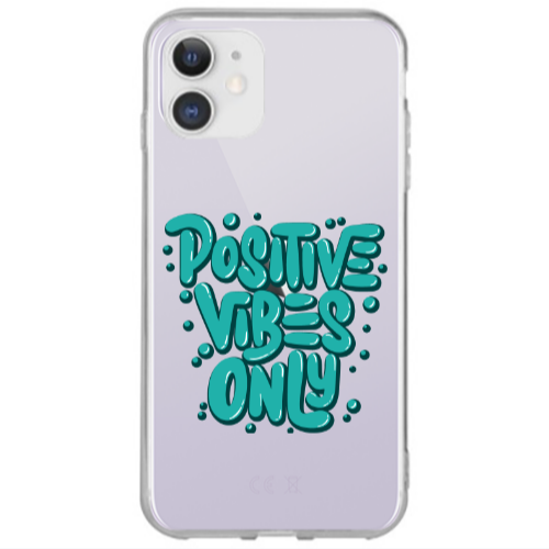 Apple iPhone 12 Positive Vibes Only Transparent Silicone TPU Θήκη