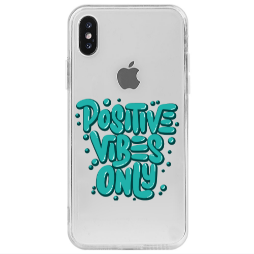 Apple iPhone X Positive Vibes Only Transparent Silicone TPU Θήκη