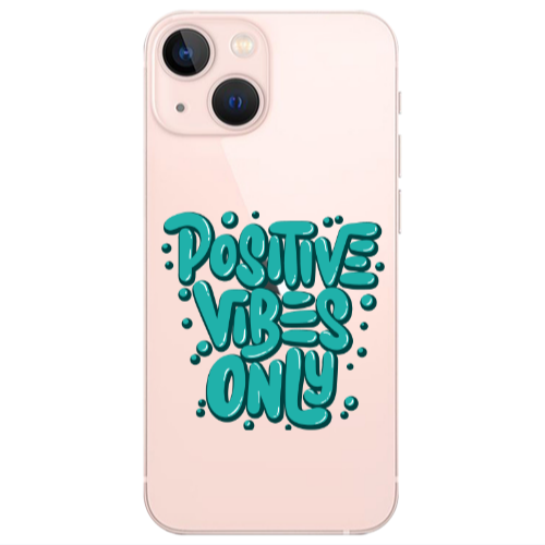 Apple iPhone 13 Mini Positive Vibes Only Transparent Silicone TPU Θήκη