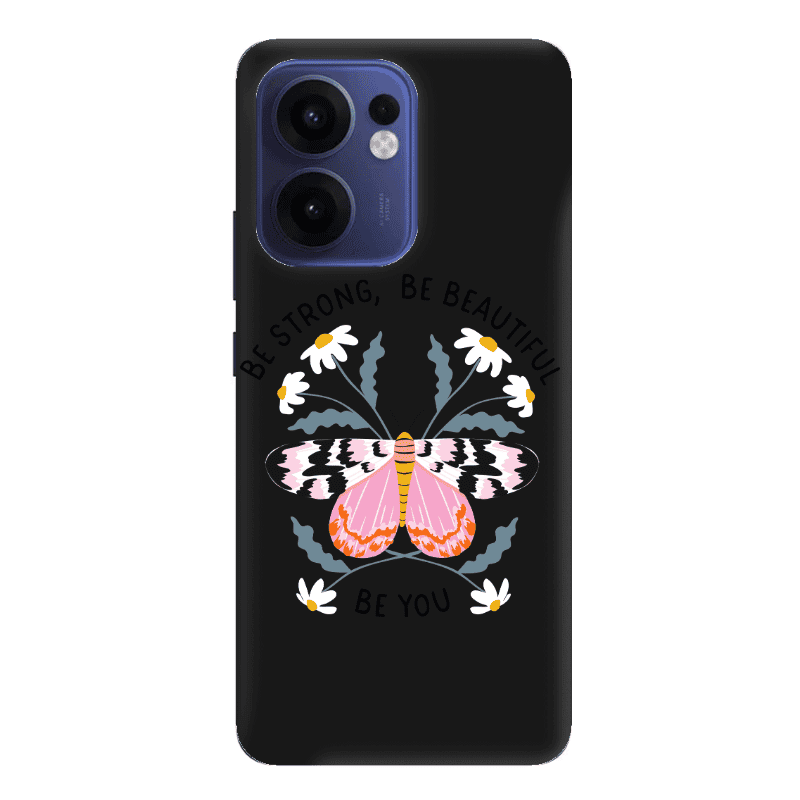 Oppo Reno 13 F Be Strong Black Colored Silicone TPU Θήκη