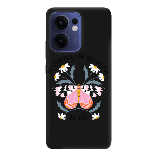 Oppo Reno13 FS Be Strong Black Colored Silicone TPU Θήκη