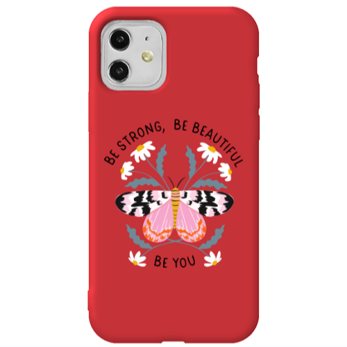 Apple iPhone 11  Be Strong Red Colored Silicone TPU Θήκη