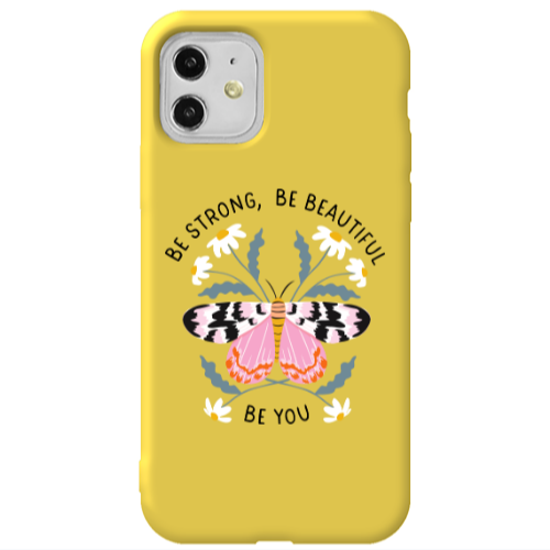 Apple iPhone 11  Be Strong Yellow Colored Silicone TPU Θήκη