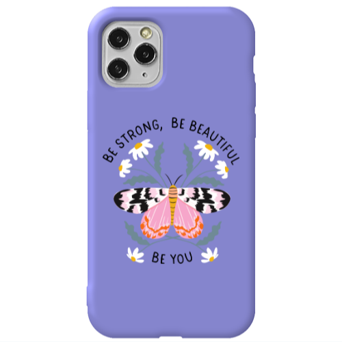 Apple iPhone 11 Pro Be Strong Purple Colored Silicone TPU Θήκη
