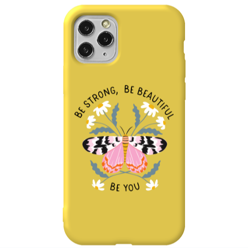 Apple iPhone 11 Pro Be Strong Yellow Colored Silicone TPU Θήκη