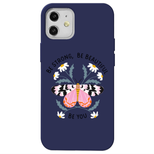 Apple iPhone 12 Be Strong Dark blue Colored Silicone TPU Θήκη