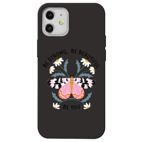 Apple iPhone 12 Be Strong Black Colored Silicone TPU Θήκη