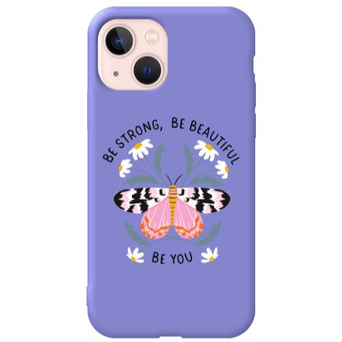 Apple iPhone 13 Be Strong Purple Colored Silicone TPU Θήκη