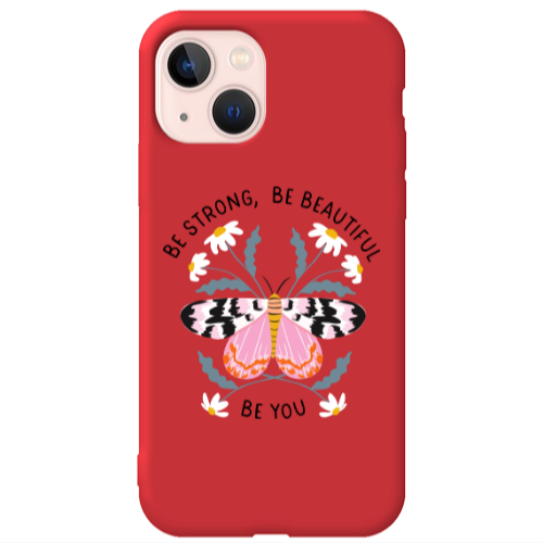 Apple iPhone 13 Be Strong Red Colored Silicone TPU Θήκη