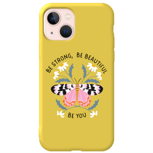 Apple iPhone 13 Be Strong Yellow Colored Silicone TPU Θήκη