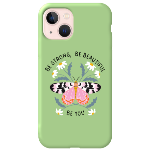 Apple iPhone 13 Be Strong Light Green Colored Silicone TPU Θήκη