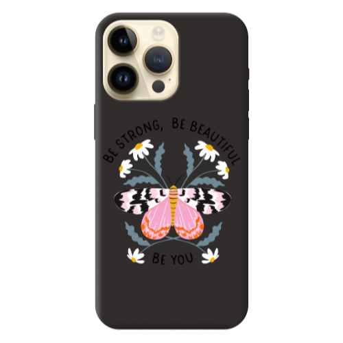 Apple iPhone 13 Pro Max Be Strong Black Colored Silicone TPU Θήκη
