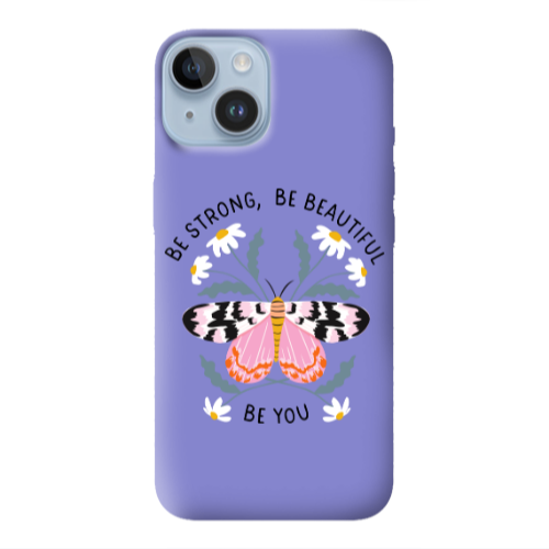 Apple iPhone 14  Be Strong Purple Colored Silicone TPU Θήκη