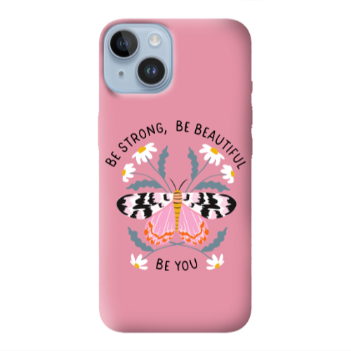 Apple iPhone 14  Be Strong Pink Colored Silicone TPU Θήκη