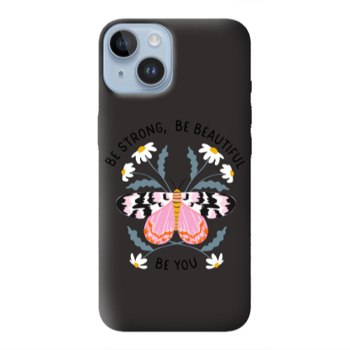 Apple iPhone 14  Be Strong Black Colored Silicone TPU Θήκη