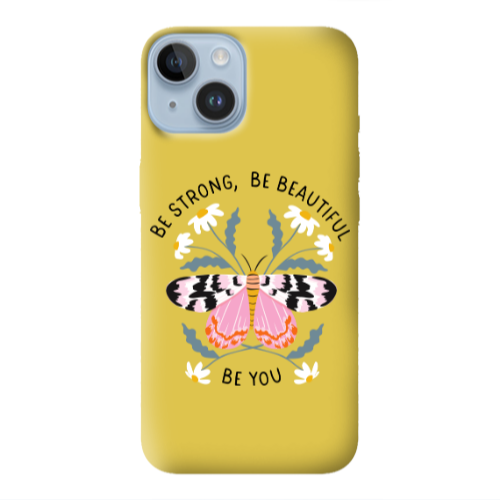 Apple iPhone 14 Plus Be Strong Yellow Colored Silicone TPU Θήκη