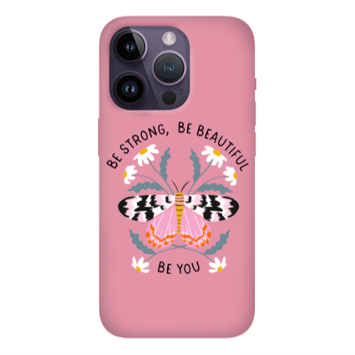 Apple iPhone 14 Pro  Be Strong Pink Colored Silicone TPU Θήκη