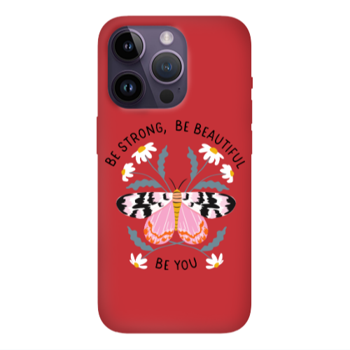 Apple iPhone 14 Pro  Be Strong Red Colored Silicone TPU Θήκη