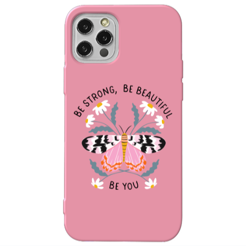 Apple iPhone 13 Pro Be Strong Pink Colored Silicone TPU Θήκη