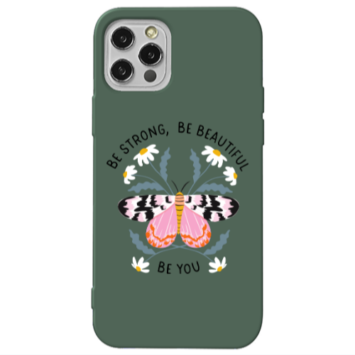 Apple iPhone 13 Pro Be Strong Dark Green Colored Silicone TPU Θήκη