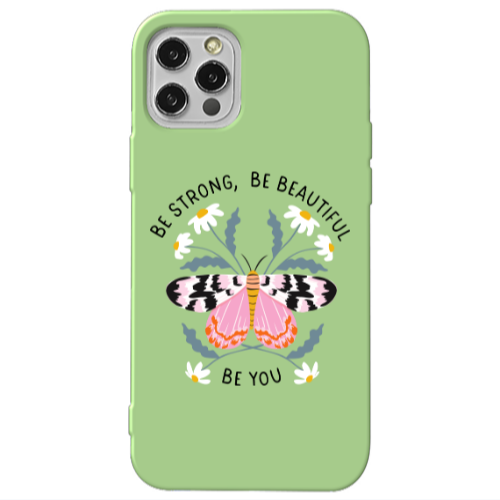 Apple iPhone 12 Pro Max Be Strong Light Green Colored Silicone TPU Θήκη
