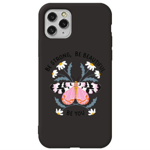 Apple iPhone 11 Pro Max Be Strong Black Colored Silicone TPU Θήκη
