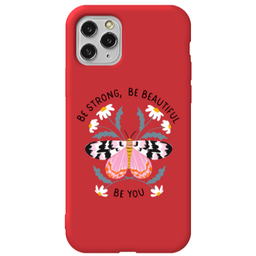 Apple iPhone 11 Pro Max Be Strong Red Colored Silicone TPU Θήκη
