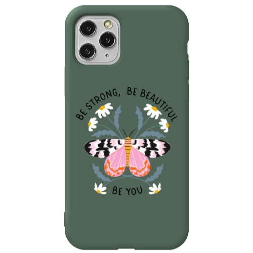 Apple iPhone 11 Pro Max Be Strong Dark Green Colored Silicone TPU Θήκη