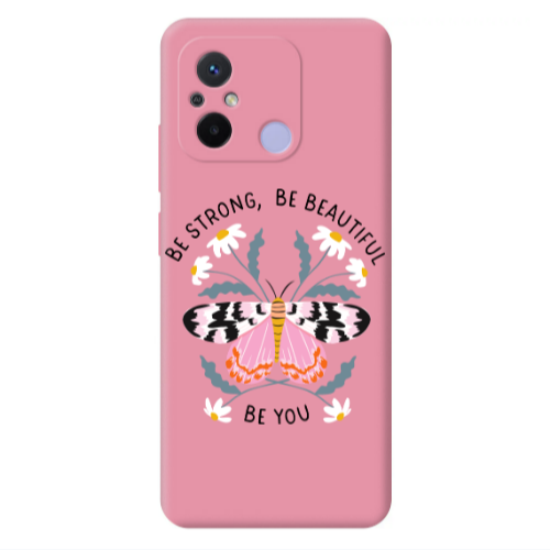 Xiaomi Redmi 12C Be Strong Pink Colored Silicone TPU Θήκη