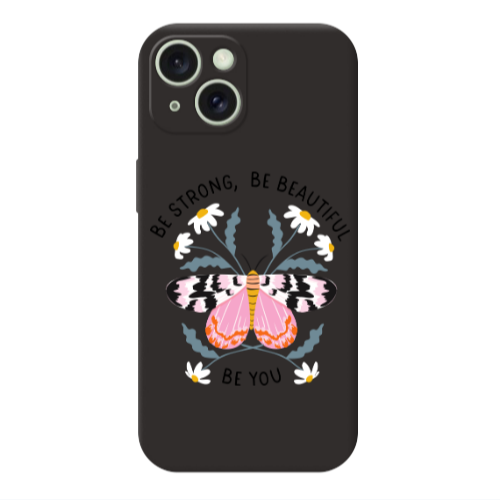 Apple iPhone 15 Be Strong Black Colored Silicone TPU Θήκη