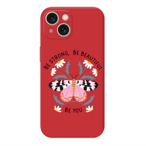 Apple iPhone 15 Be Strong Red Colored Silicone TPU Θήκη