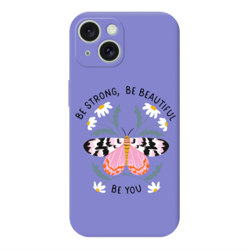 Apple iPhone 15 Plus Be Strong Purple Colored Silicone TPU Θήκη