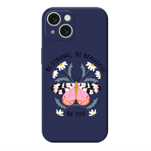 Apple iPhone 15 Plus Be Strong Dark blue Colored Silicone TPU Θήκη