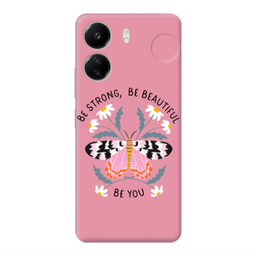 Xiaomi Redmi 13C Be Strong Pink Colored Silicone TPU Θήκη