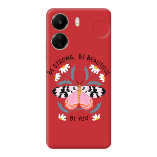 Xiaomi Redmi 13C Be Strong Red Colored Silicone TPU Θήκη