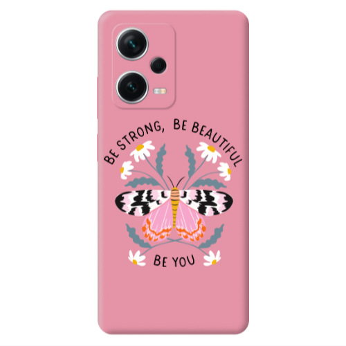 Xiaomi Poco X5 Be Strong Pink Colored Silicone TPU Θήκη