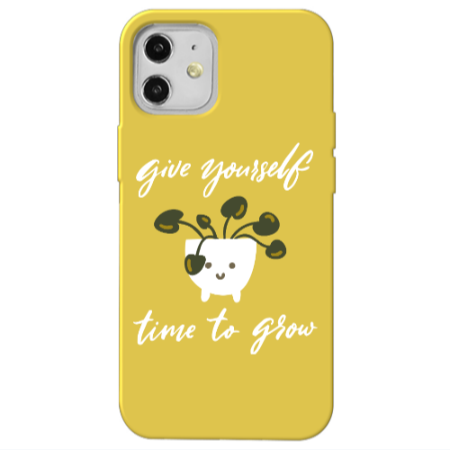 Apple iPhone 12 Give Yourself Yellow Colored Silicone TPU Θήκη