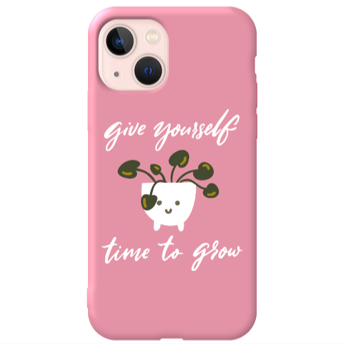 Apple iPhone 13 Give Yourself Pink Colored Silicone TPU Θήκη