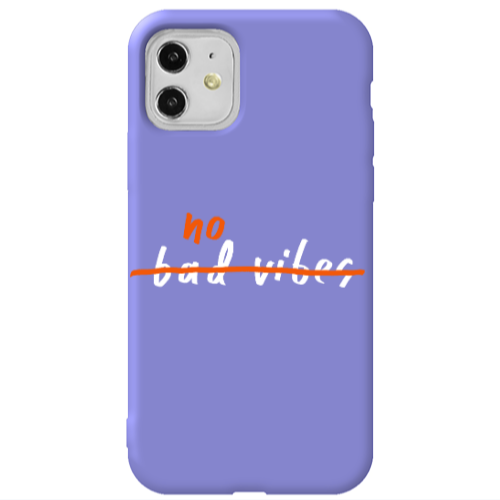Apple iPhone 11  No bad vibes 2 Purple Colored Silicone TPU Θήκη