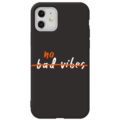 Apple iPhone 11  No bad vibes 2 Black Colored Silicone TPU Θήκη