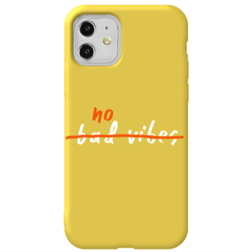 Apple iPhone 11  No bad vibes 2 Yellow Colored Silicone TPU Θήκη