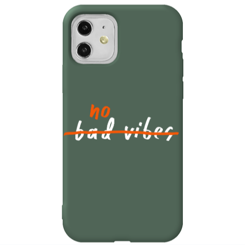 Apple iPhone 11  No bad vibes 2 Dark Green Colored Silicone TPU Θήκη