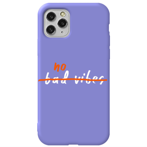 Apple iPhone 11 Pro No bad vibes 2 Purple Colored Silicone TPU Θήκη