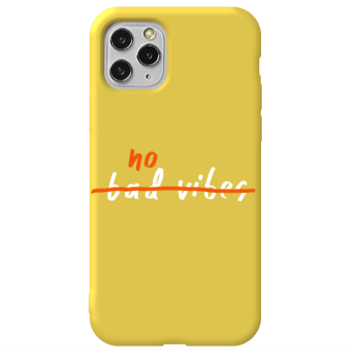 Apple iPhone 11 Pro No bad vibes 2 Yellow Colored Silicone TPU Θήκη