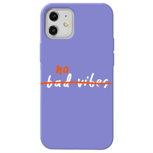 Apple iPhone 12 No bad vibes 2 Purple Colored Silicone TPU Θήκη
