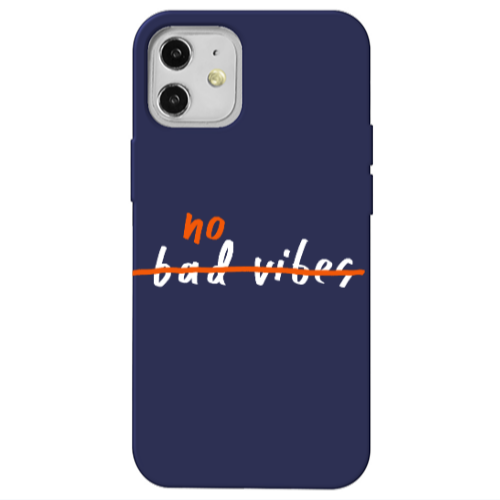 Apple iPhone 12 No bad vibes 2 Dark blue Colored Silicone TPU Θήκη