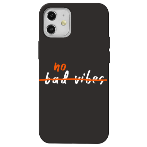 Apple iPhone 12 No bad vibes 2 Black Colored Silicone TPU Θήκη