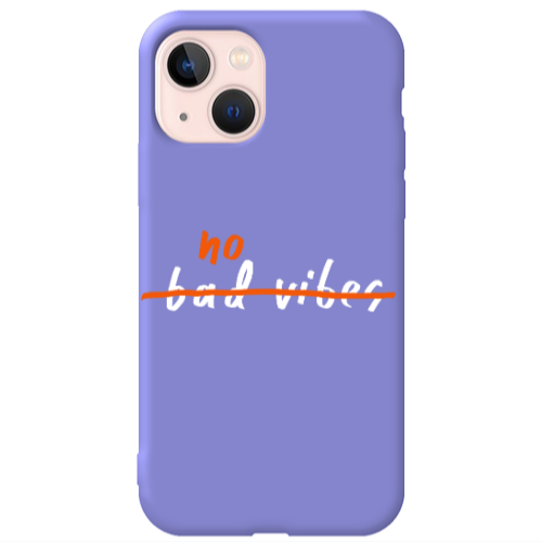 Apple iPhone 13 No bad vibes 2 Purple Colored Silicone TPU Θήκη