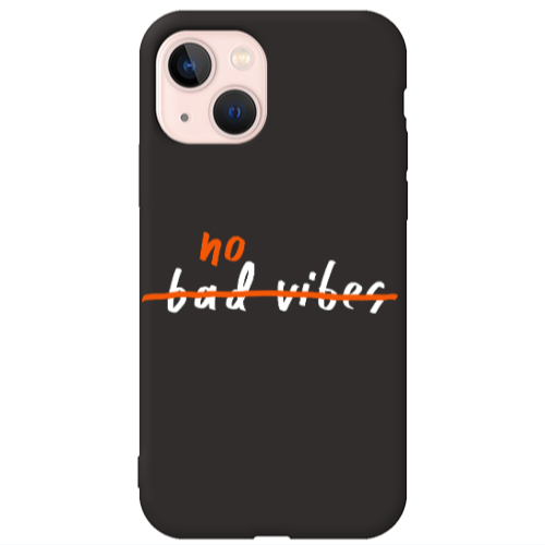 Apple iPhone 13 No bad vibes 2 Black Colored Silicone TPU Θήκη